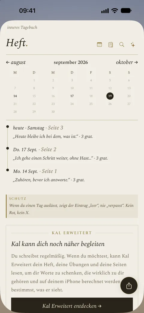 Das Heft der App