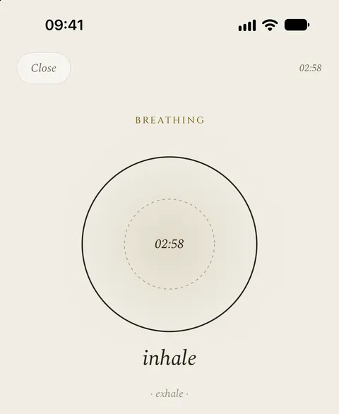 The app’s Breathing screen