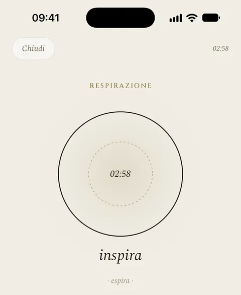 La schermata Respirazione dell’app