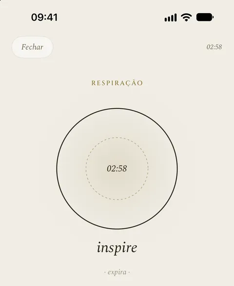A tela Respiração do app