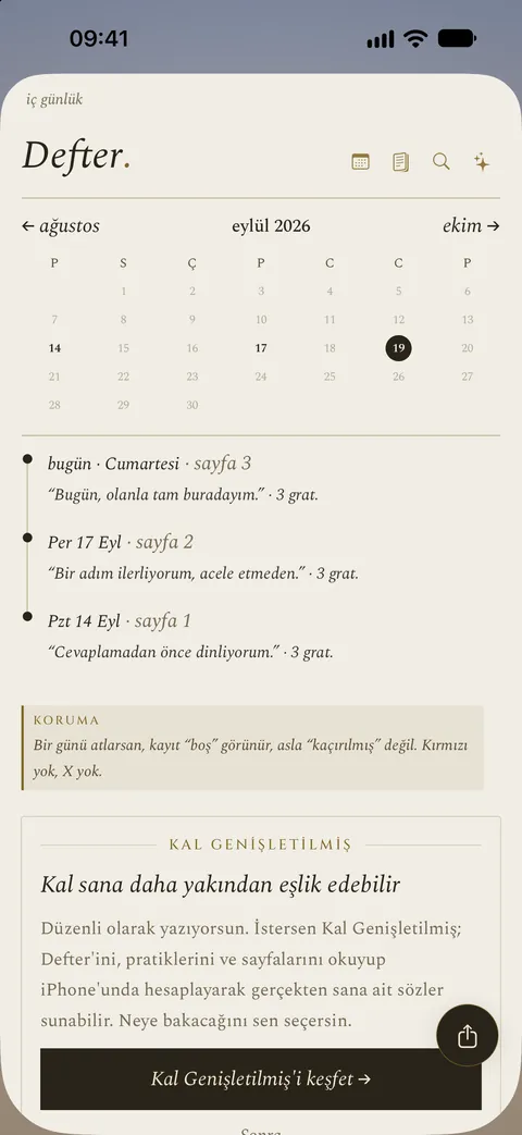 Uygulamanın Defter’i