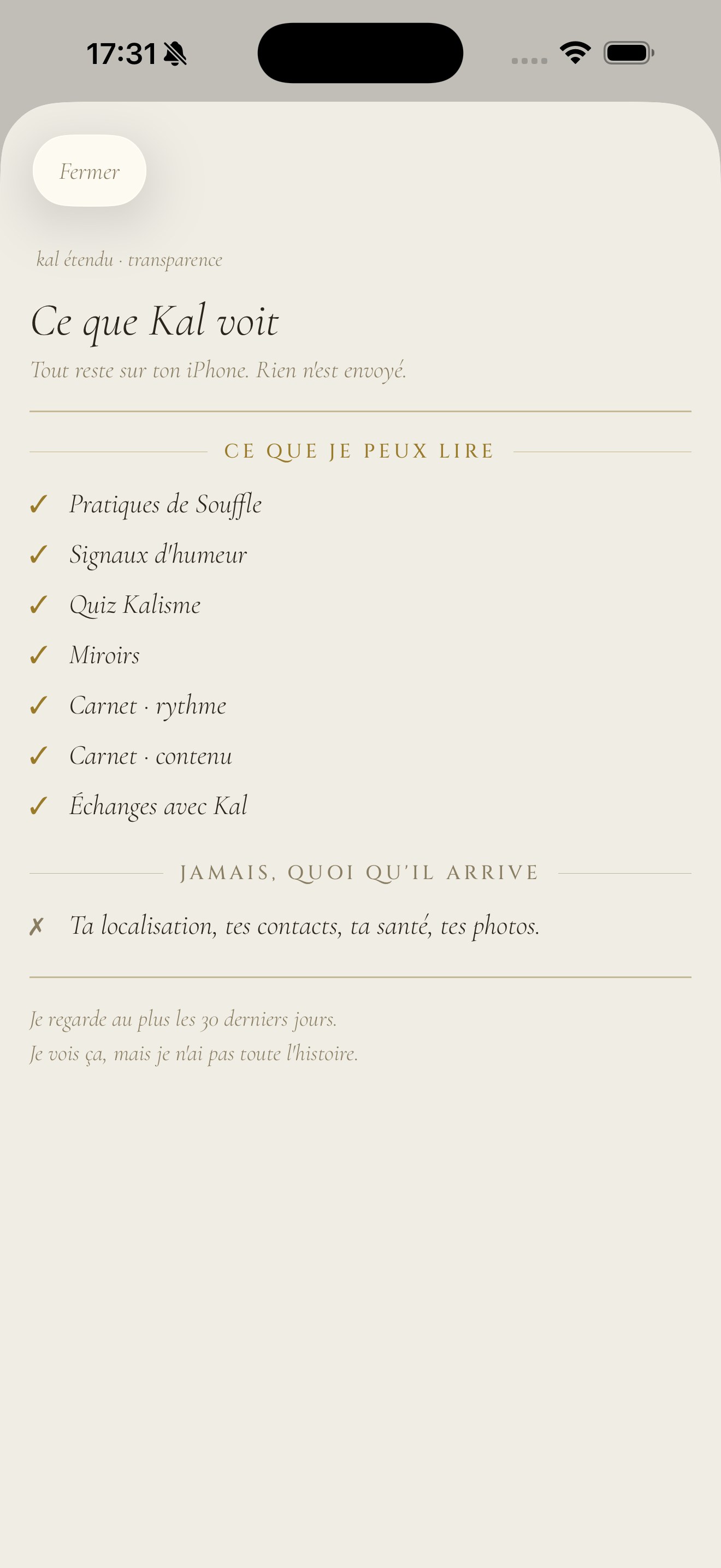 Kal étendu, Kalisme app