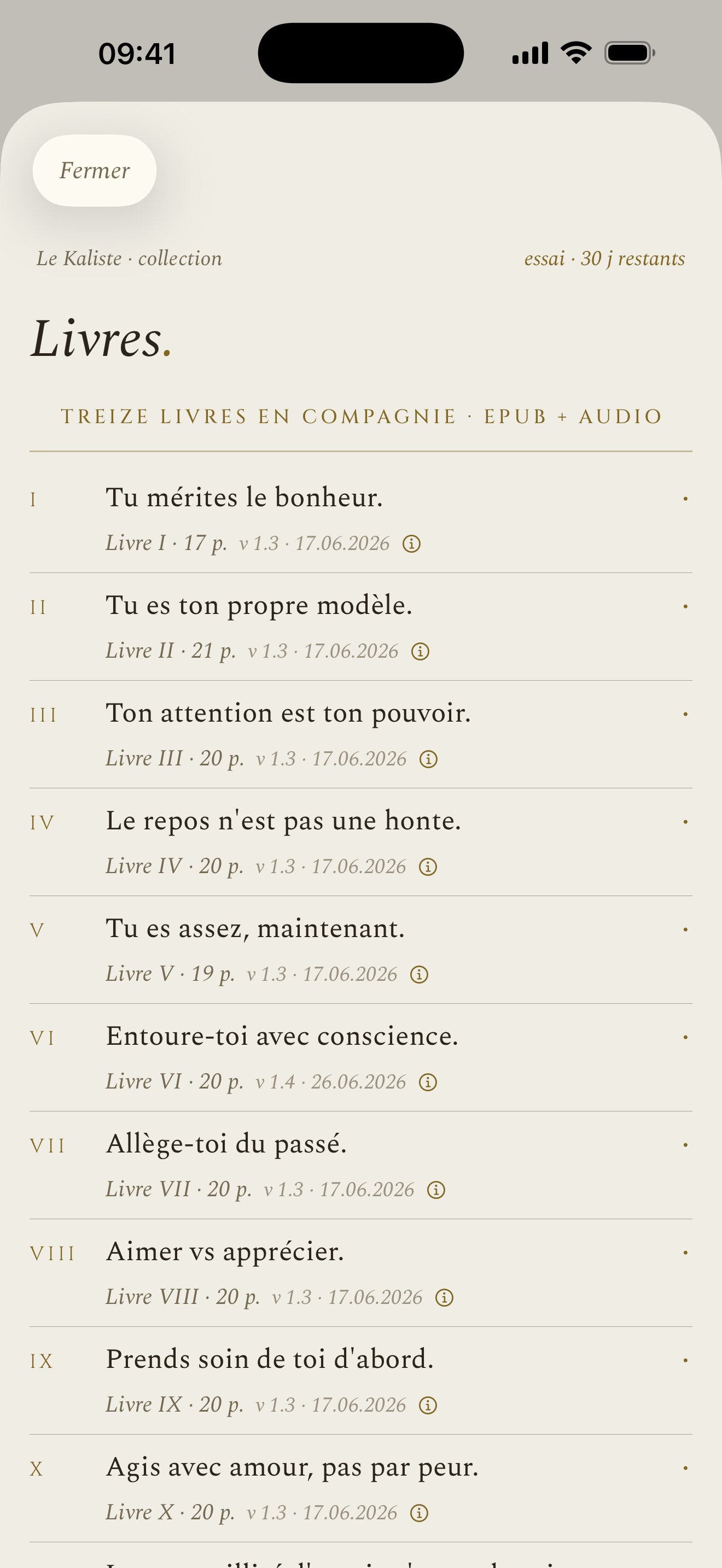 Bibliothèque, Kalisme app