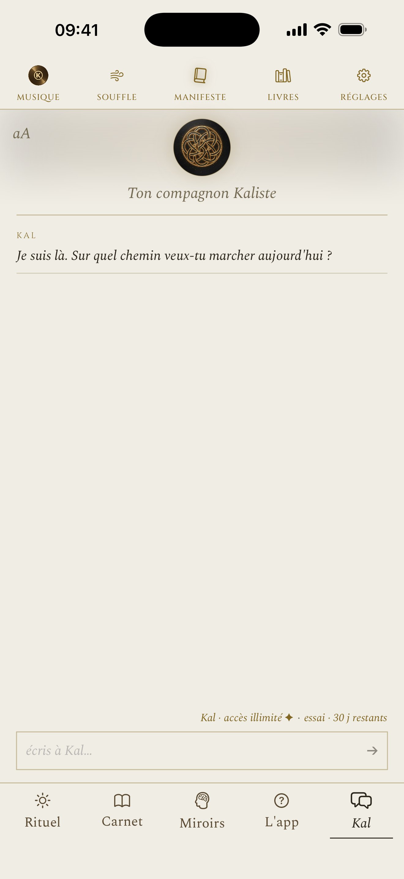 Kal · Compagnon, Kalisme app