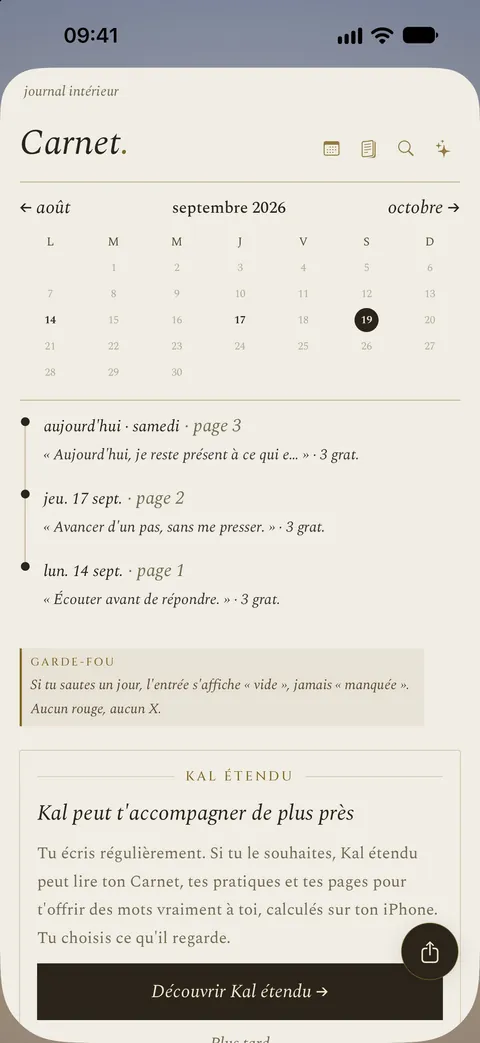 Le carnet de l’app