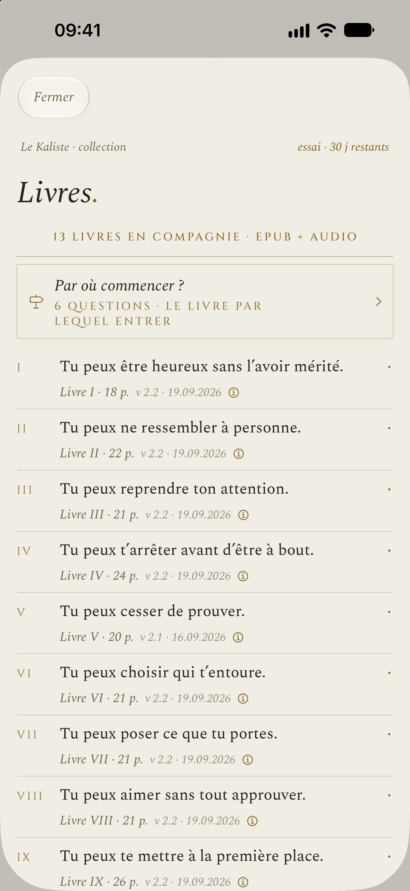 Bibliothèque, Kalisme app