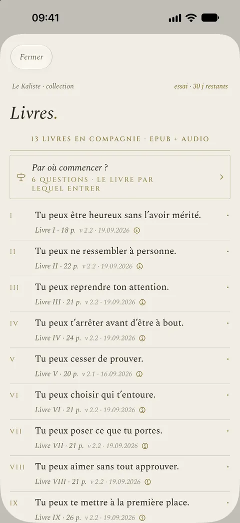 Les livres de la Collection dans l’app