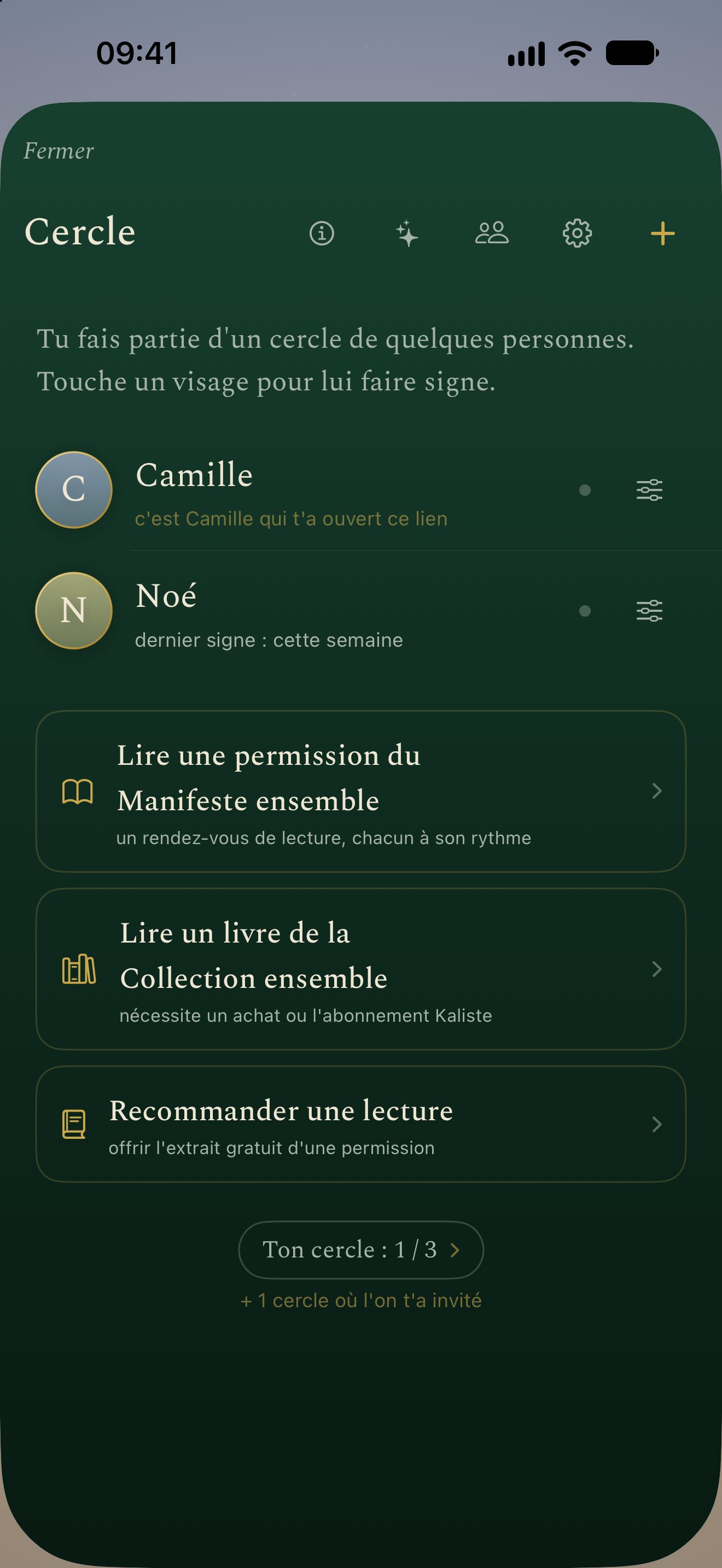 Le Cercle, Kalisme app