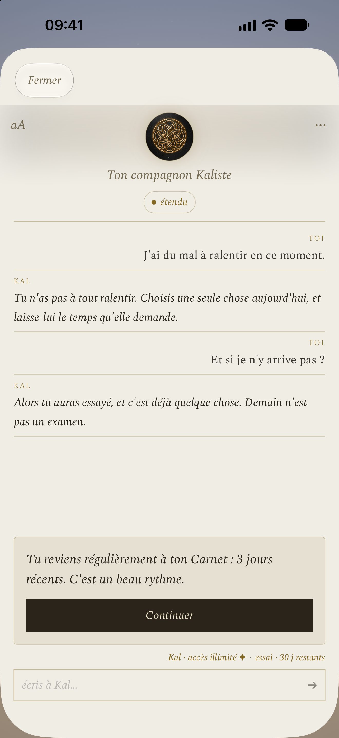 Kal étendu, Kalisme app