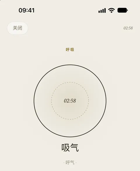 应用中的“呼吸”页面
