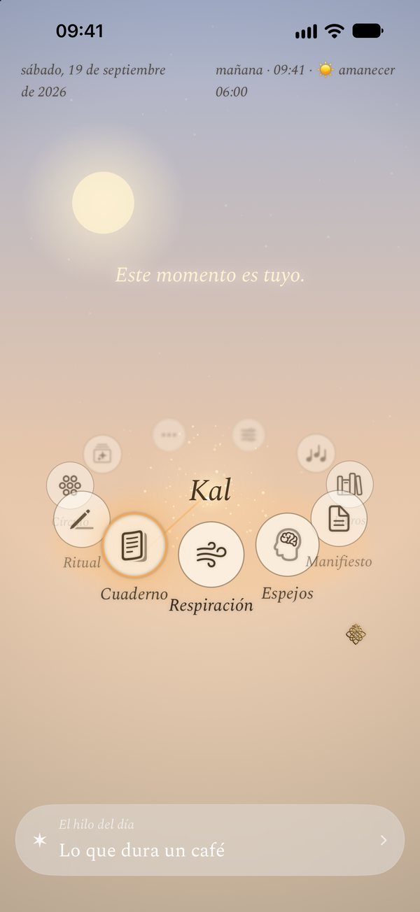 La pantalla de inicio de la aplicación Kalisme.