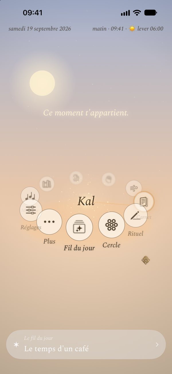 L’écran d’accueil de l’application Kalisme.