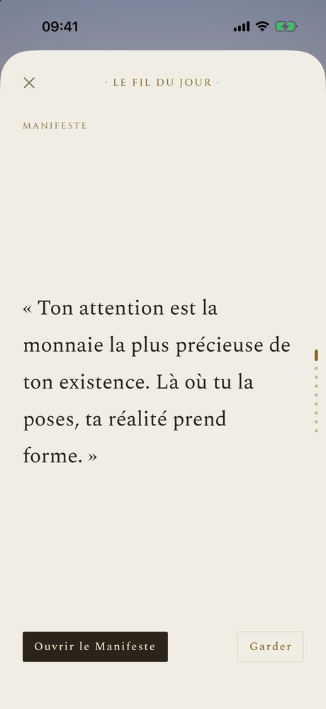 Le fil du jour : dix cartes au plus, tirées des livres et du Manifeste, et une fin.
